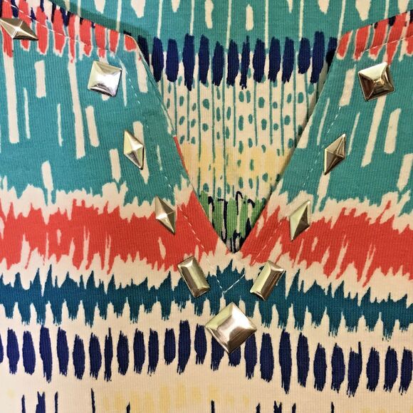 Alfred Dunner Women's 3X Multicolor Knit Blouse Short Sleeve Bling Pullover Top - Picture 5 of 10